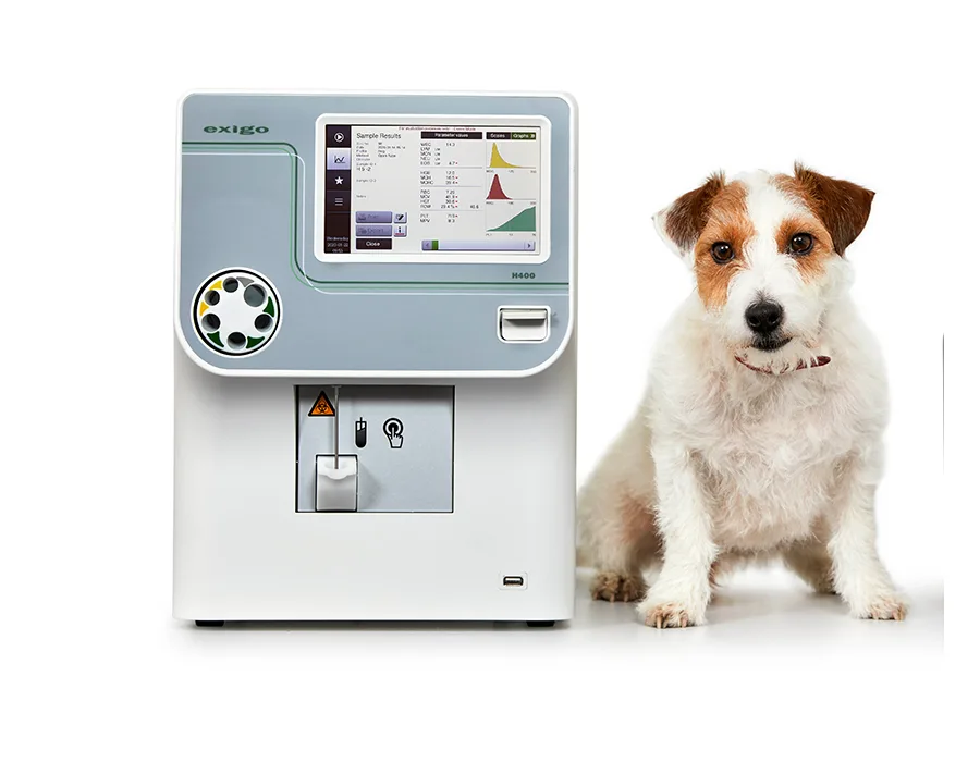Exigo H400 hematology analyzer and a dog